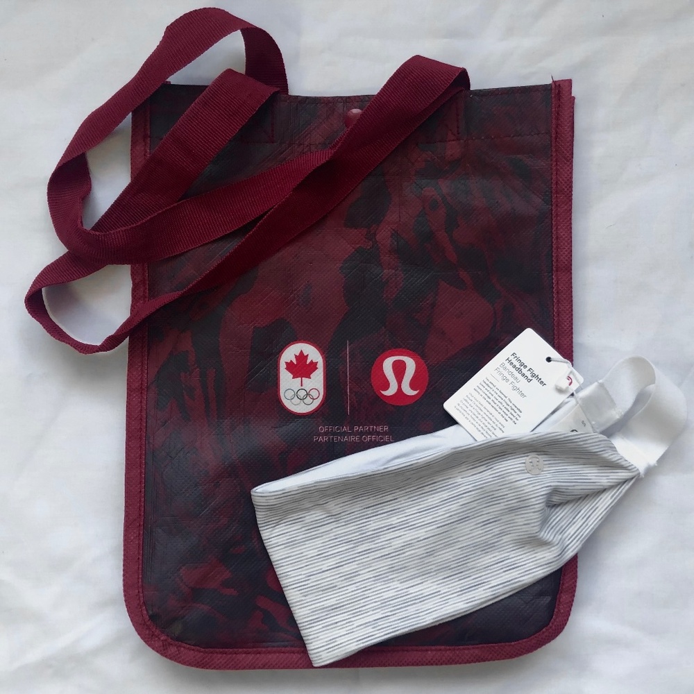 HOSTPICK 🍁 Lulu Reversible Fringe Fighter Headband + Team Canada Olympic Bag